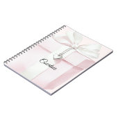 Blush Roze Witte Boog Gift Hart Charm Notitieboek (Linkerzijde)