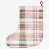Blush roze witte bordeauxrode plaid strepen Kerstm Grote Kerstsok (Achterkant)