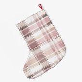 Blush roze witte bordeauxrode plaid strepen Kerstm Grote Kerstsok (Achterkant (Hangend))