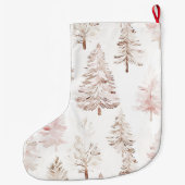 Blush roze witte bordeauxrode streep kerstbomen grote kerstsok (Achterkant)