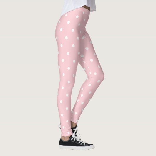 Blush roze witte cirkels Stip Stijlvolle Sjabloon  Leggings (Rechts)