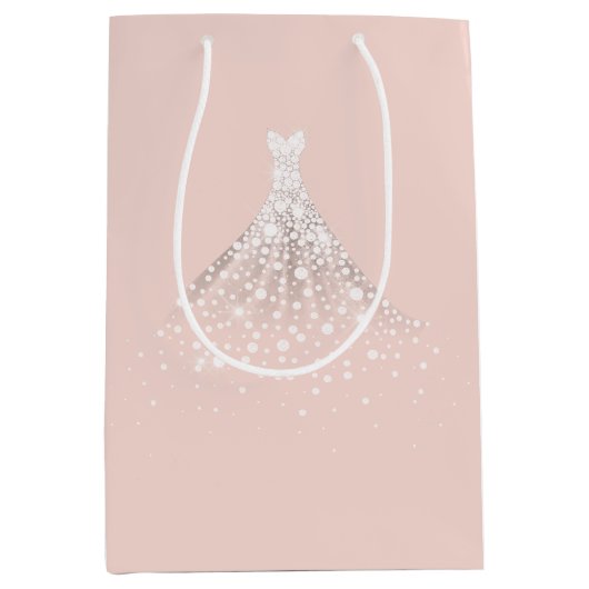 Blush Roze Witte Diamanten Trouwjurk Medium Cadeauzakje (Voorkant)
