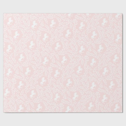 Blush roze & witte eenhoorn bloemenblad patroon cadeaupapier (Vlak)