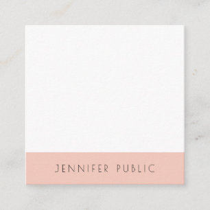 Blush roze witte, eenvoudige elegante Sjabloon Vierkante Visitekaartje