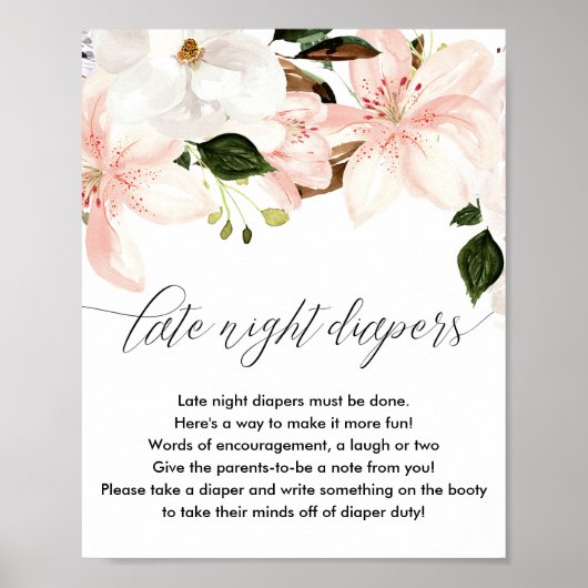 Blush roze witte flacon Late night diapers sign Poster (Voorkant)