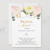 Blush roze witte florale gele vrijgezellenfeest kaart (Voorkant)