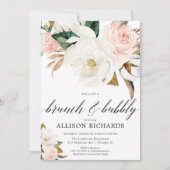 Blush roze witte florale herfst brunch bubbly kaart (Voorkant)