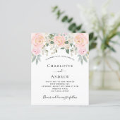 Blush roze witte floralen sociale media bruiloft (Staand voorkant)