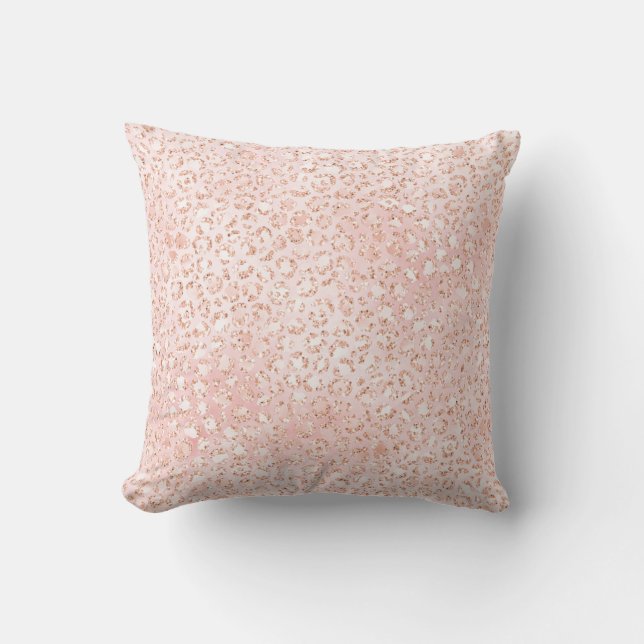 Blush roze witte glitter luipaard afdrukken    kussen (Voorkant)