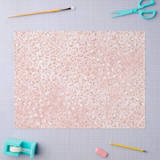 Blush roze witte glitter luipaard afdrukken tissuepapier (Craft)