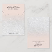 Blush roze witte glitter oorbellen ketting visitekaartje (Voorkant / Achterkant)