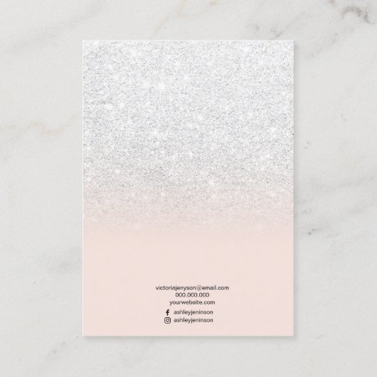 Blush roze witte glitter sieraden ring display visitekaartje (Achterkant)