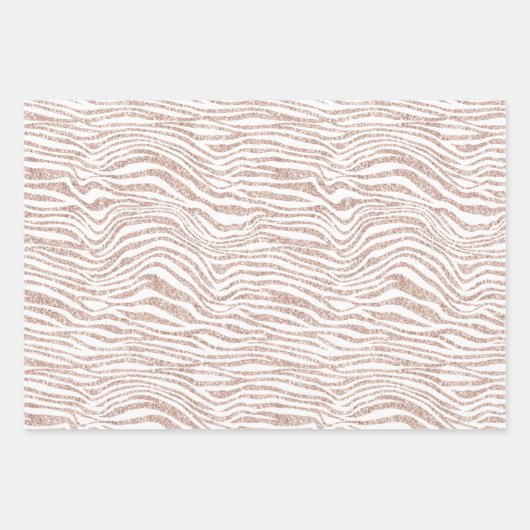 Blush Roze Witte Glitter Zebra Gouden Confetti Inpakpapier Vel (Voorkant 3)