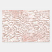 Blush Roze Witte Glitter Zebra Gouden Confetti Inpakpapier Vel (Voorkant)