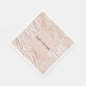 Blush Roze Witte Glitter Zebra Print Gouden Confet Servet (Hoek)