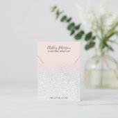 Blush roze witte glitterjuwelen ketting display visitekaartje (Staand voorkant)