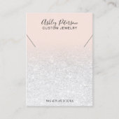Blush roze witte glitterjuwelen ketting display visitekaartje (Voorkant)