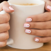 Blush roze witte gradiënt hartslag minx nagelkunst