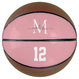Blush roze witte grijze monogram Aantal Meisjesscr Basketbal
