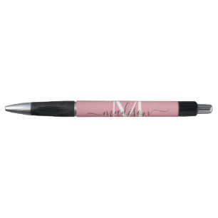 Blush Roze witte grijze monogram scriptnaam Stijlv Pen