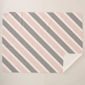 Blush roze witte grijze strepen sherpa deken (Voorkant (horizontaal))