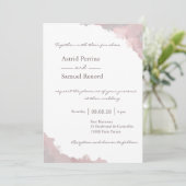 Blush roze witte grijze waterverf elegante bruilof kaart (Staand voorkant)