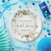 Blush roze witte groene goudflorale elegant papieren bordje (Feest)