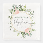 Blush roze witte groene goudflorale elegant servet (Voorkant)