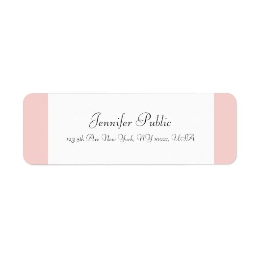 Blush Roze witte handgeschreven Sjabloon Moderne r Etiket (Voorkant)