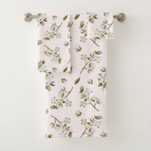 Blush Roze witte katoenen Boll Stem Waterverf