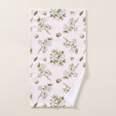 Blush Roze witte katoenen Boll Stem Waterverf Bad Handdoek (Handdoek)