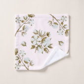 Blush Roze witte katoenen Boll Stem Waterverf Bad Handdoek (Wasdoekje)