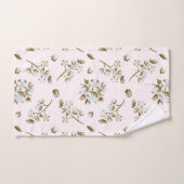 Blush Roze witte katoenen Boll Stem Waterverf Bad Handdoek (Handdoek)