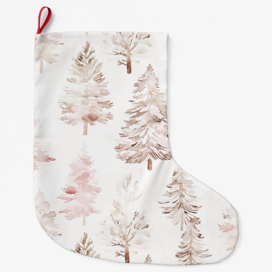 Blush roze witte kerstbomen grote kerstsok (Voorkant)