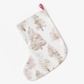 Blush roze witte kerstbomen grote kerstsok (Achterkant (Hangend))