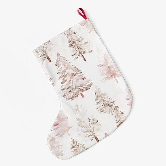 Blush roze witte kerstbomen grote kerstsok (Achterkant (Hangend))