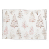 Blush roze witte kerstbomen kussensloop (Achterkant-Links)