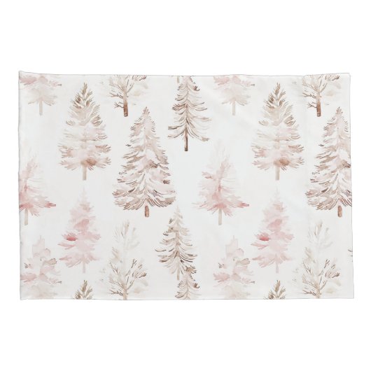 Blush roze witte kerstbomen kussensloop (Achterkant-Rechts)