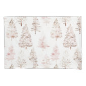 Blush roze witte kerstbomen kussensloop (Voorkant-Links)
