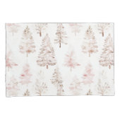 Blush roze witte kerstbomen kussensloop (Voorkant-Rechts)