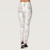 Blush roze witte kerstbomen leggings (Achterkant)