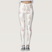 Blush roze witte kerstbomen leggings (Voorkant)
