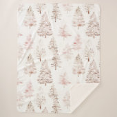 Blush roze witte kerstbomen sherpa deken (Voorkant)