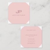 Blush Roze witte moderne monogram rendy Sjabloon Vierkante Visitekaartje (Voorkant / Achterkant)