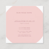 Blush Roze witte moderne monogram rendy Sjabloon Vierkante Visitekaartje (Achterkant)