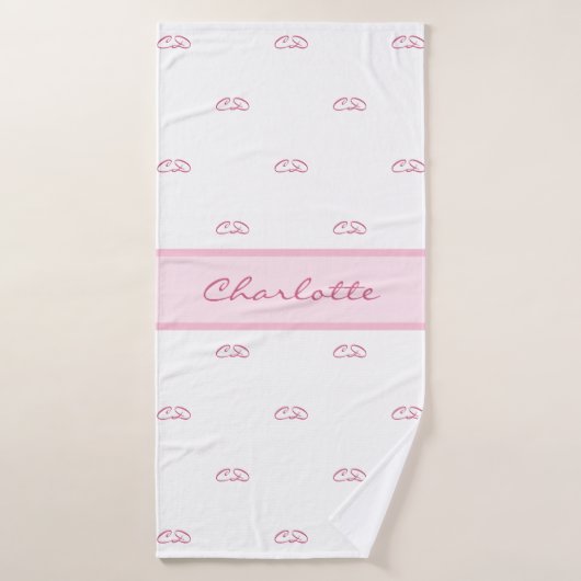 Blush roze witte monogram initiaal patroonnaam bad handdoek (Badhanddoek)