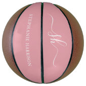 Blush Roze witte monogram van de Naam van de Douan Basketbal (Verticaal)