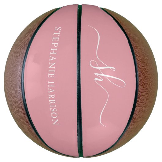 Blush Roze witte monogram van de Naam van de Douan Basketbal (Verticaal)