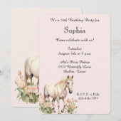 Blush Roze Witte Paard Tulpen Verjaardag Kaart (Voorkant / Achterkant)