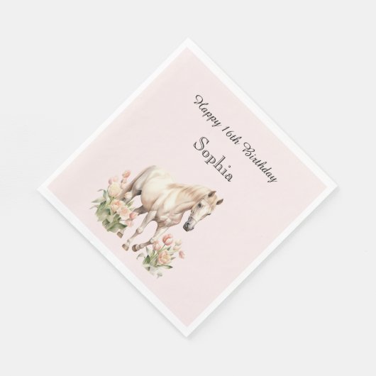 Blush Roze Witte Paard Tulpen Verjaardag Servet (Hoek)